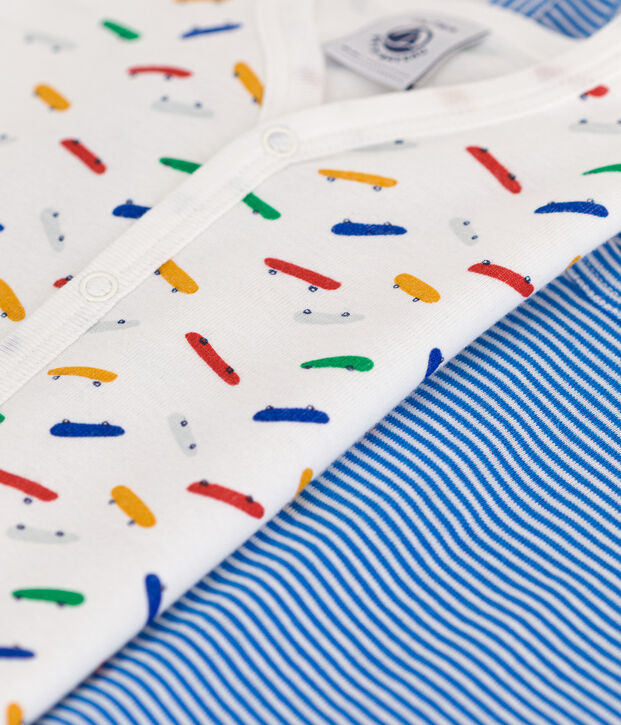 Lot de 2 combinaison courte en coton b&eacute;b&eacute; multicouleur