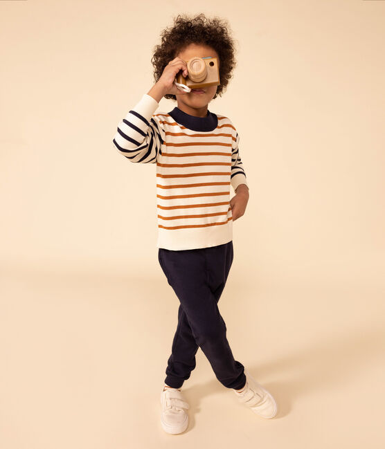 Pull marin en coton enfant fille / garçon blanc AVALANCHE/ MULTICO