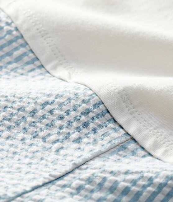 Combicourt bébé garçon faux deux-pièces blanc MARSHMALLOW/bleu ACIER