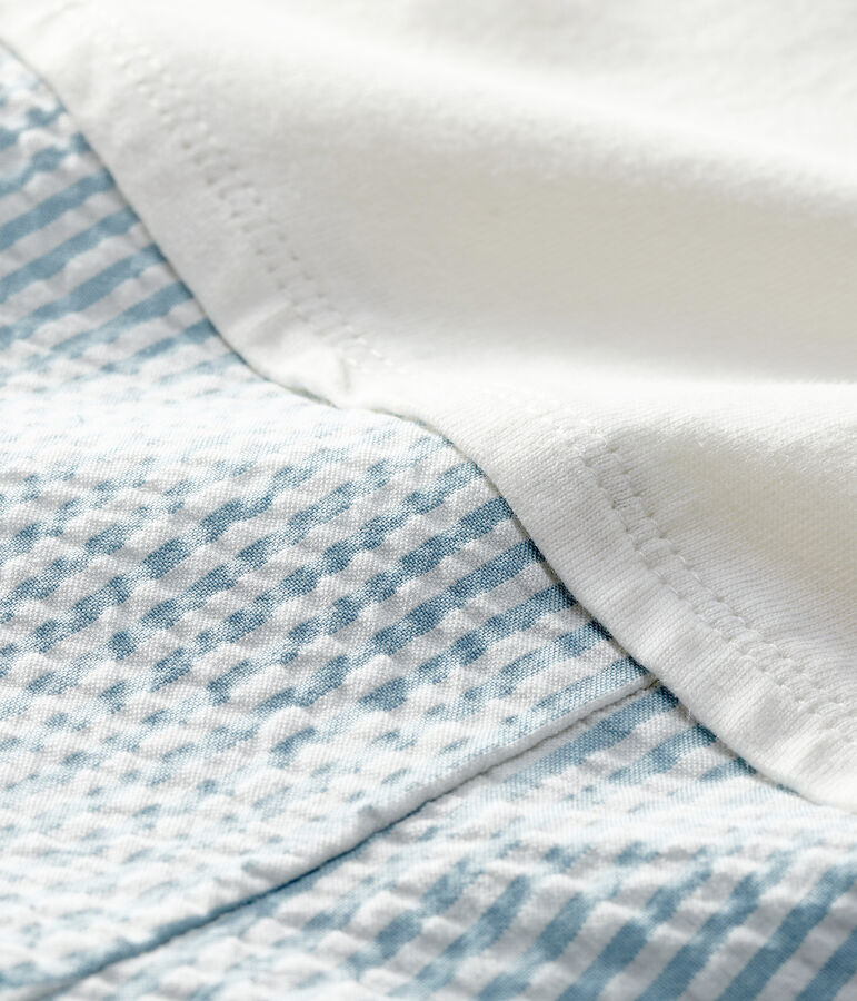 Combicourt b&eacute;b&eacute; gar&ccedil;on faux deux-pi&egrave;ces blanc MARSHMALLOW/bleu ACIER