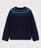 Cardigan laine et coton enfant fille bleu SMOKING/blanc MULTICO