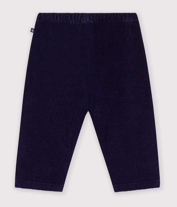 Pantalon b&eacute;b&eacute; en velours uni bleu marine