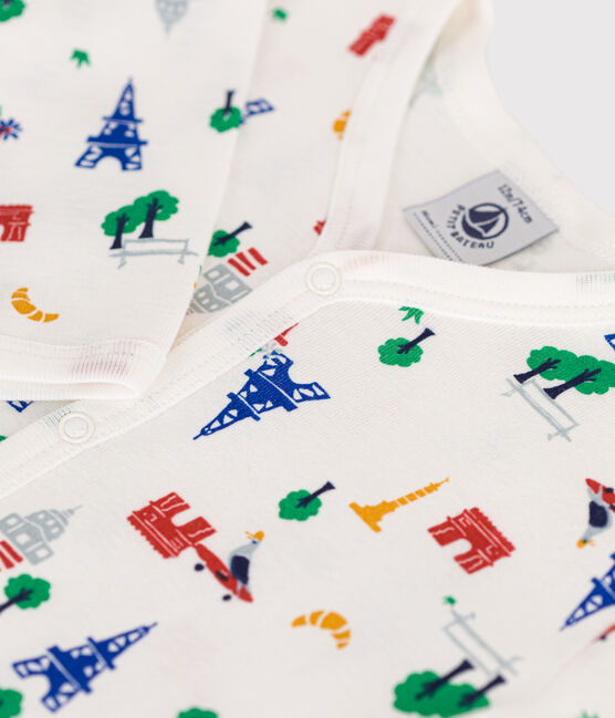 Pyjama imprimé Paris en coton bébé blanc MARSHMALLOW/blanc MULTICO