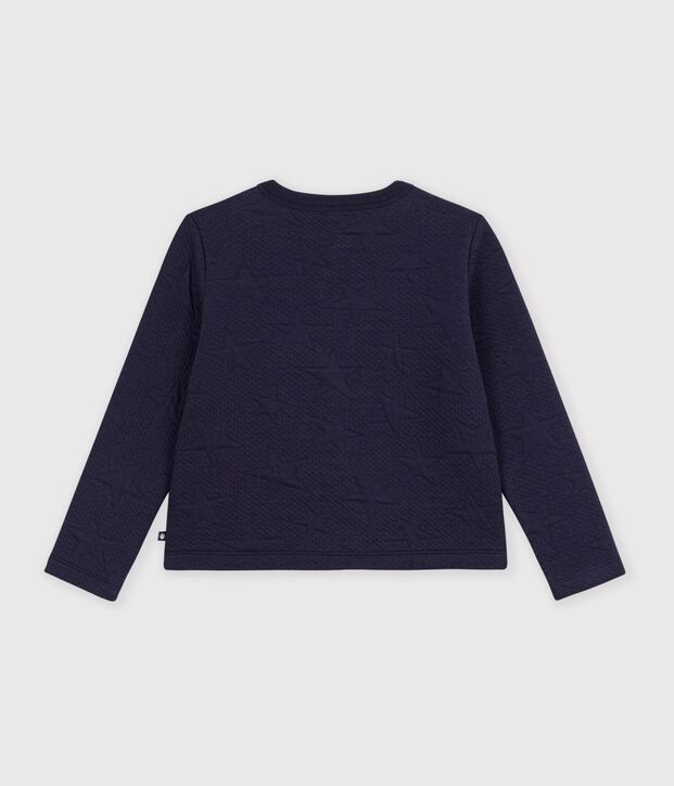 Cardigan enfant en coton uni bleu marine