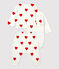Ensemble 3 pièces imprimé cœur en coton bio bébé blanc MARSHMALLOW/rouge TERKUIT