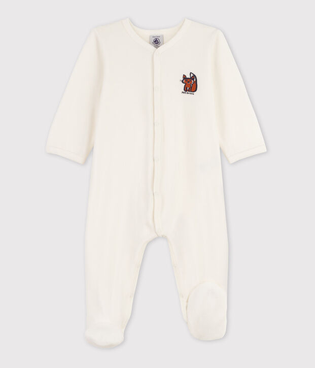 Dors-bien renard b&eacute;b&eacute; en velours blanc