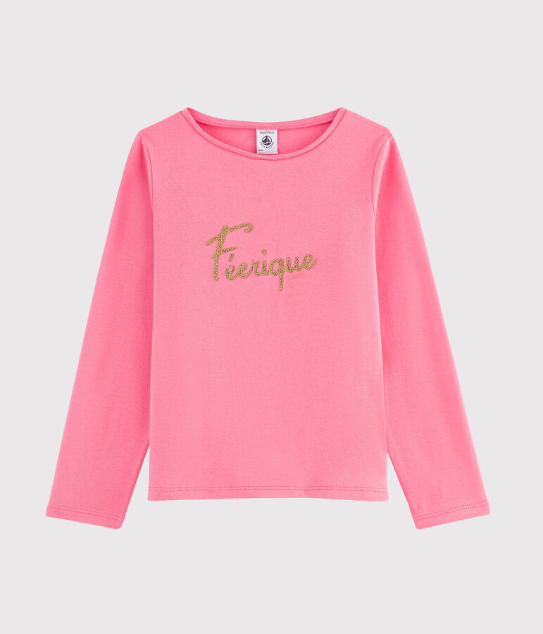 Tee shirt manches longues enfant fille rose