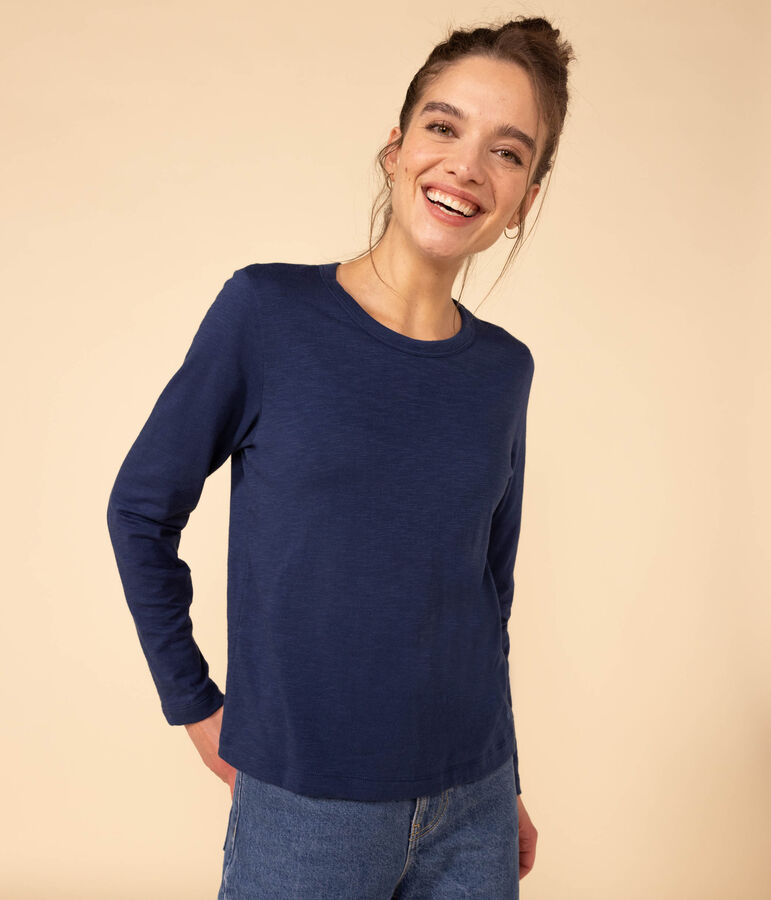 Tee-shirt LE DROIT col rond en coton Femme bleu INCOGNITO