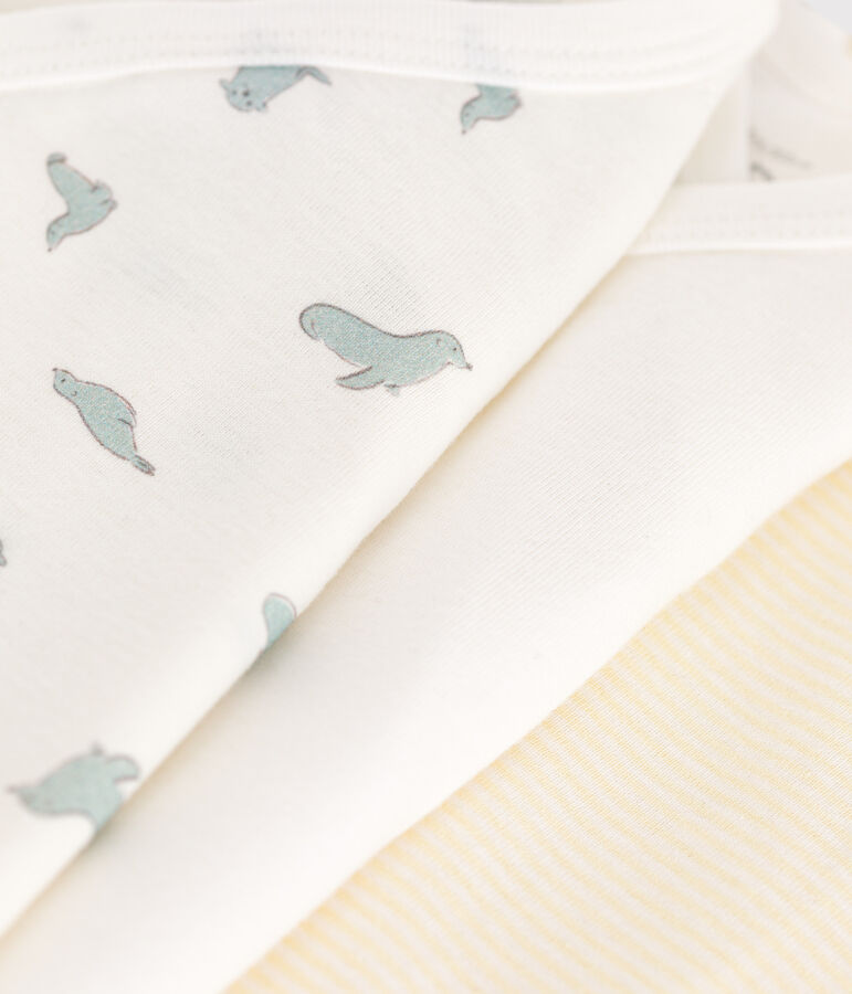 Lot de 3 bodies crois&eacute;s manches courtes en coton imprim&eacute; b&eacute;b&eacute; variante 1