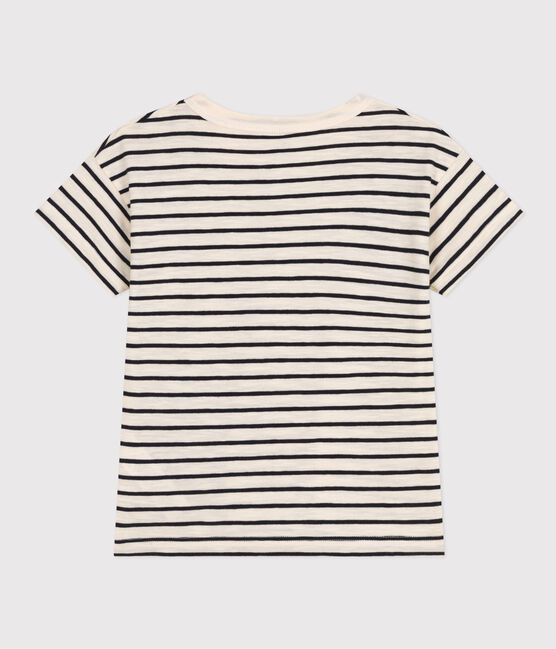 Tee-shirt rayé en jersey flammé enfant garçon blanc AVALANCHE/bleu SMOKING