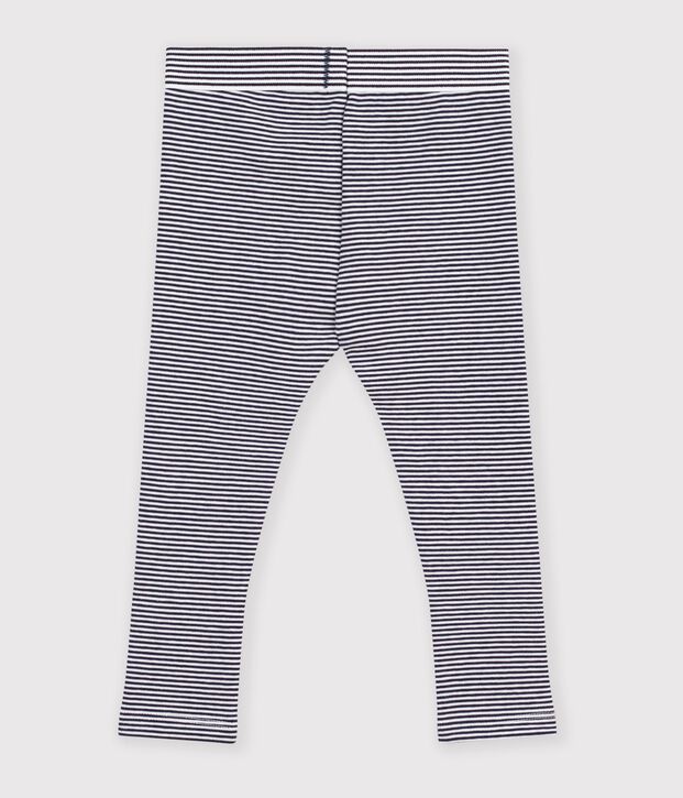 Legging b&eacute;b&eacute; en coton &agrave; rayures bleu/blanc