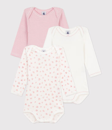 Lot de bodies manches longues en coton imprimé cœurs bébé