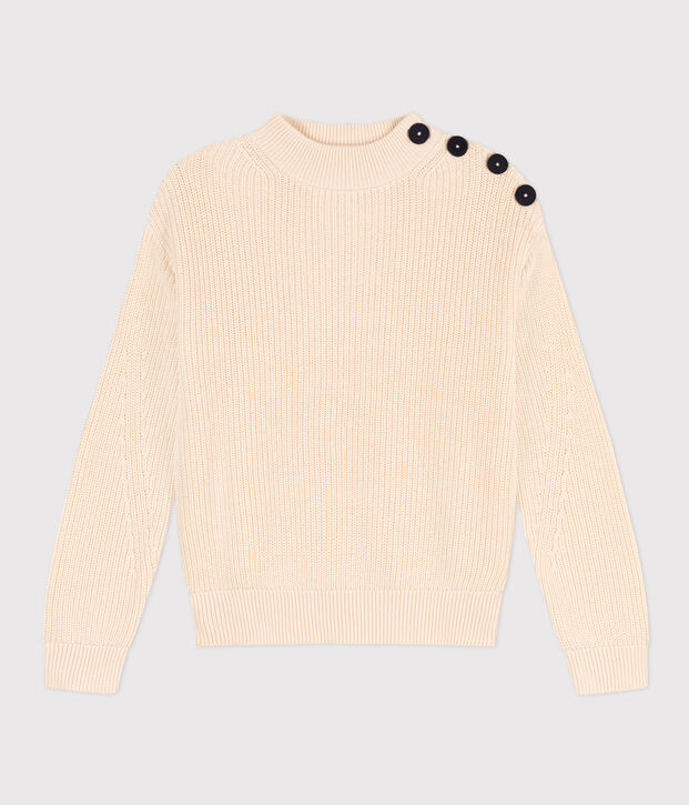 Pull en c&ocirc;te anglaise en coton Femme &eacute;cru