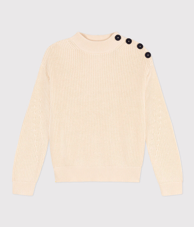 Pull en c&ocirc;te anglaise en coton Femme &eacute;cru AVALANCHE