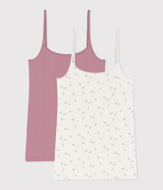 Lot de chemises &agrave; bretelles femme en coton ajour&eacute; &agrave; fleurs multicouleur