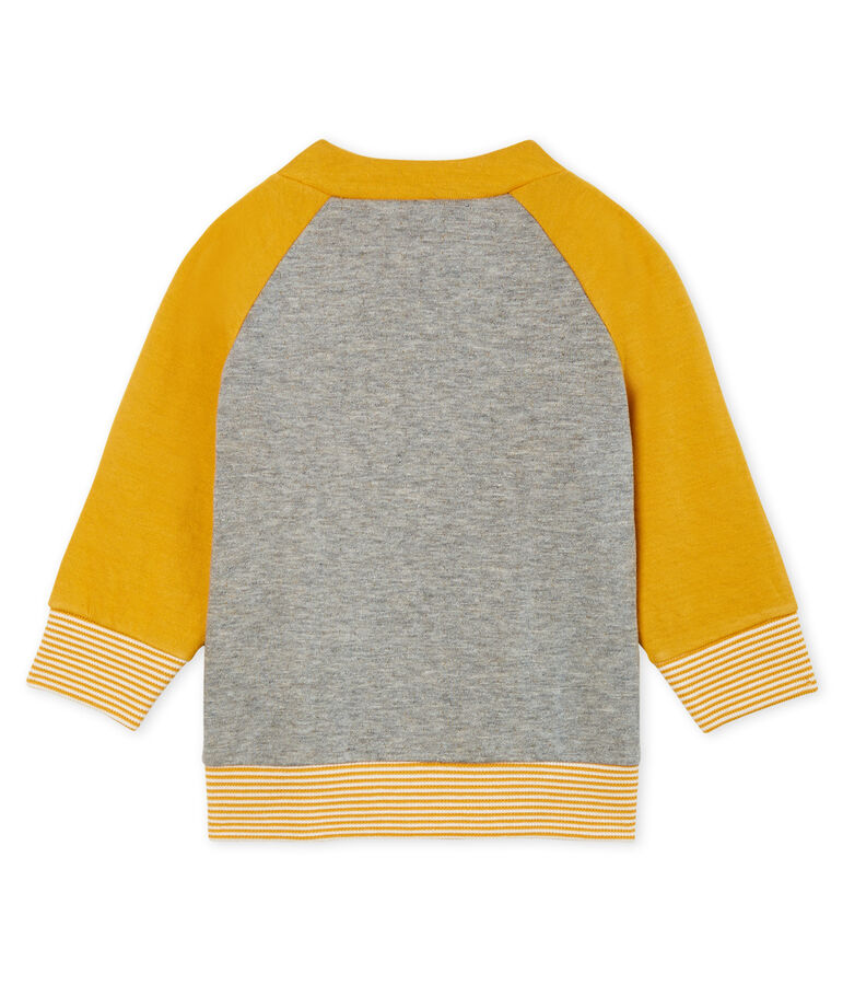 Cardigan zipp&eacute; b&eacute;b&eacute; gar&ccedil;on en tubique gris/jaune
