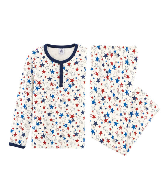 Pyjama petit garçon en tubique blanc MARSHMALLOW/blanc MULTICO