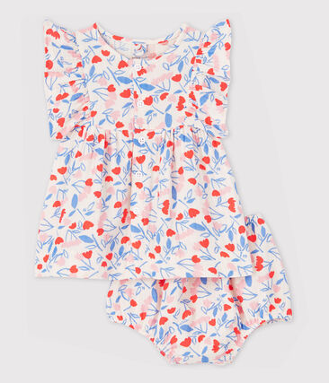 PETIT BATEAU - Robe sans manches fleurie avec bloomer bébé fille en tissu couche en coton biologique