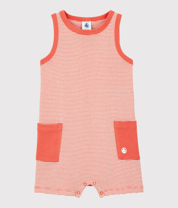 PETIT BATEAU - Combinaison courte en côte rayé bébé garçon