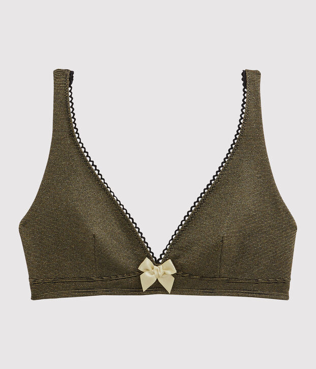 Soutien-gorge triangle femme noir/jaune