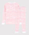 Pyjama snugfit imprimé vagues roses petite fille en coton blanc MARSHMALLOW/rose GRETEL