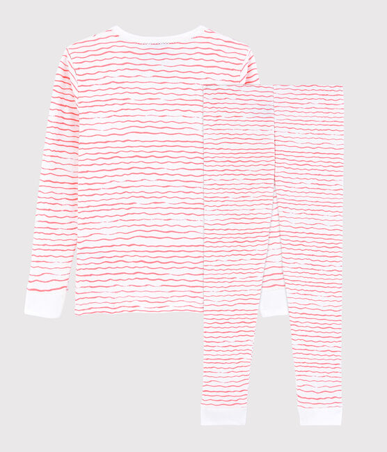 Pyjama snugfit imprimé vagues roses petite fille en coton blanc MARSHMALLOW/rose GRETEL