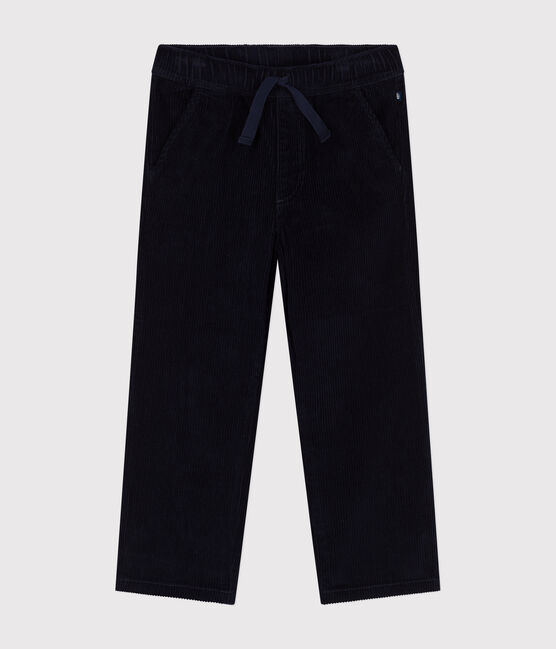 Pantalon droit en velours enfant garçon bleu SMOKING