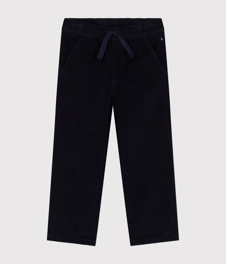 Pantalon droit en velours enfant gar&ccedil;on bleu