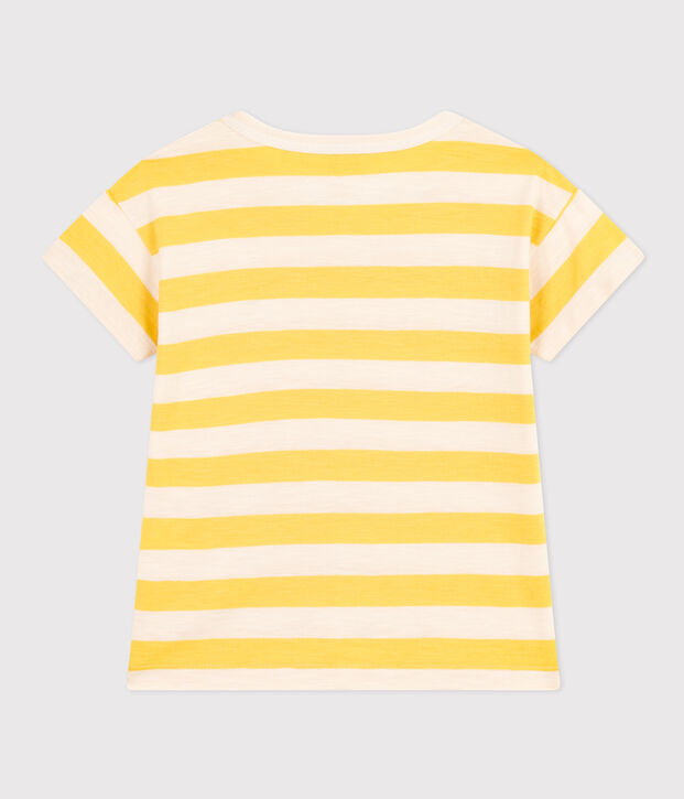 Tee-shirt ray&eacute; en jersey flamm&eacute; enfant gar&ccedil;on jaune/&eacute;cru