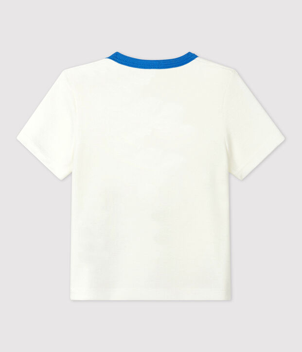 Tee-shirt manches courtes &agrave; motif marin en coton b&eacute;b&eacute; blanc