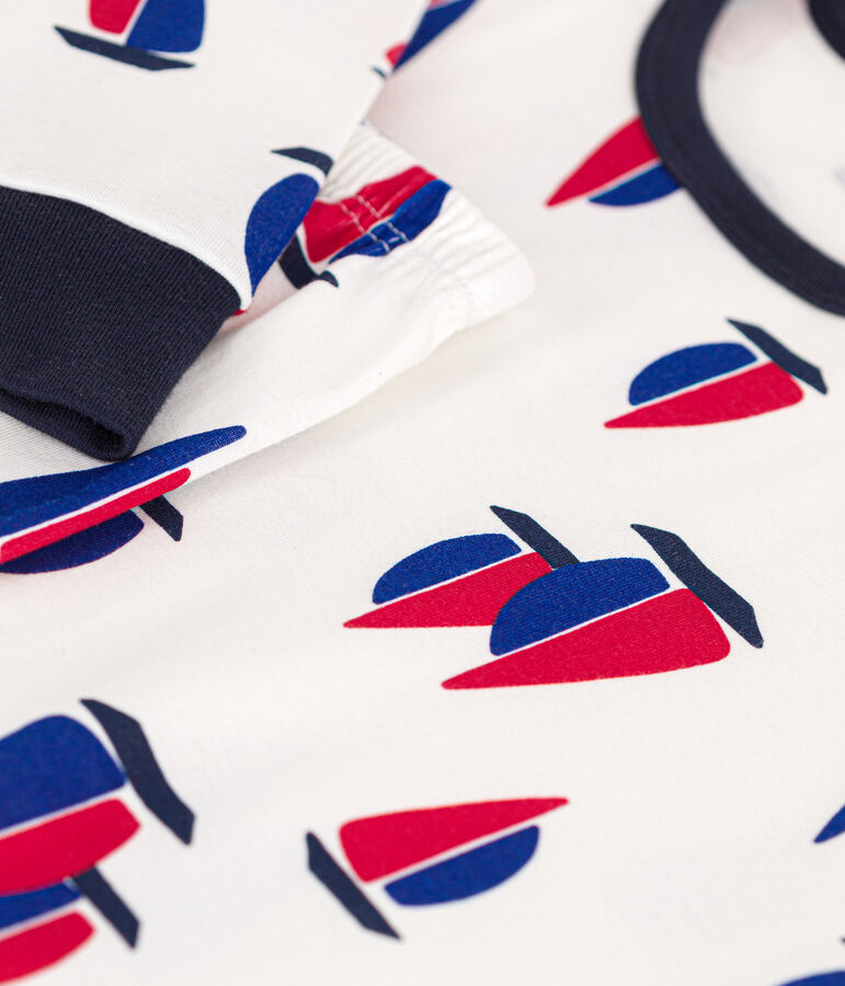 Pyjama en coton imprim&eacute; &agrave; motif bateaux junior blanc MARSHMALLOW/blanc MULTICO