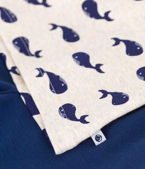 Pyjama short enfant en coton imprimé baleines bleu MEDIEVAL/blanc MULTICO