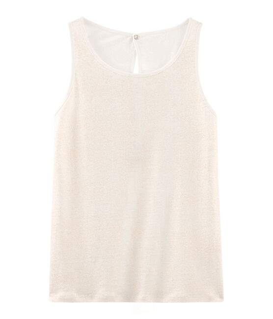 Débardeur femme en lin irisé blanc MARSHMALLOW/rose COPPER