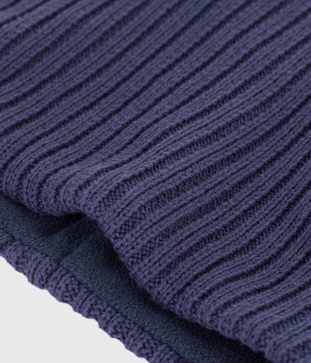 Snood enfant en tricot uni doubl&eacute; polaire bleu marine