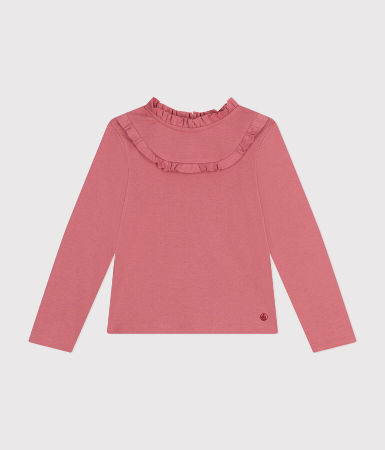 Tee-shirt manches longues en c&ocirc;te enfant fille rose ROSEWOOD