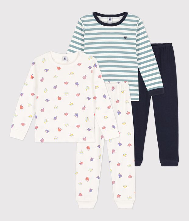 Lot de 2 pyjamas gorilles et rayures bleues petit gar&ccedil;on en coton multicouleur