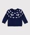 Pull b&eacute;b&eacute; en laine et coton &agrave; motifs n&oelig;uds bleu/&eacute;cru