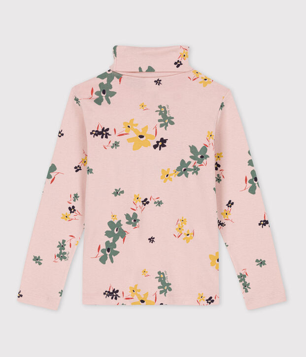 Sous-pull imprim&eacute; fleuri en coton enfant fille rose/multicouleur