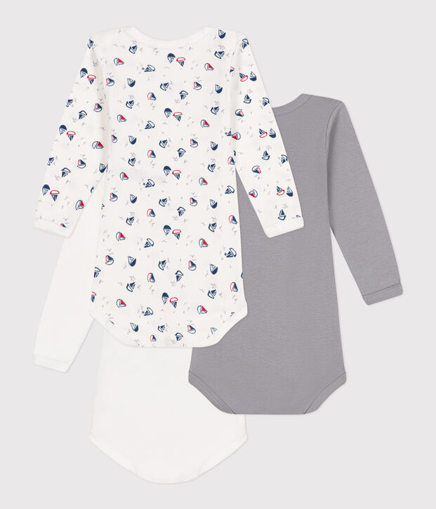 Lot de 3 bodies manches longues en coton b&eacute;b&eacute; multicouleur