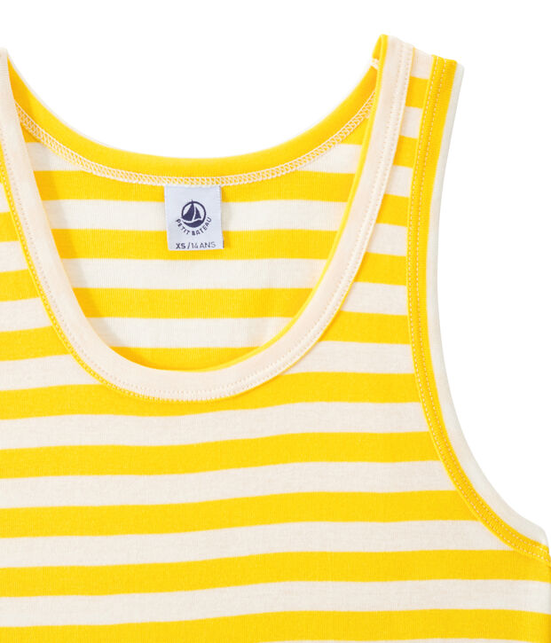 D&eacute;bardeur femme en c&ocirc;te originale ray&eacute;e jaune/blanc