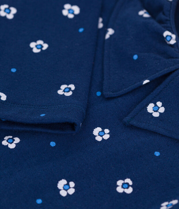 Teeshirt enfant en coton manches longues fleuri bleu/multicouleur