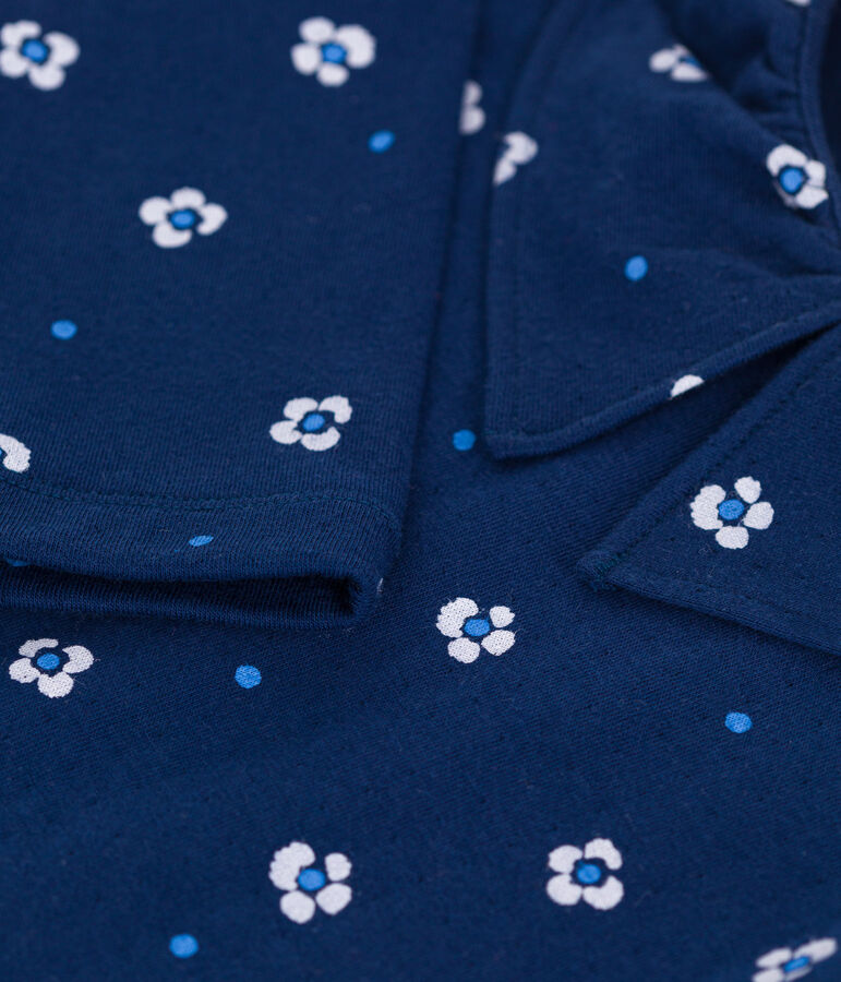 Teeshirt enfant en coton manches longues fleuri bleu/multicouleur