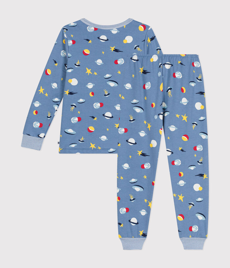 Pyjama en molleton gratt&eacute; imprim&eacute; espace enfant bleu BEACH/ MULTICO