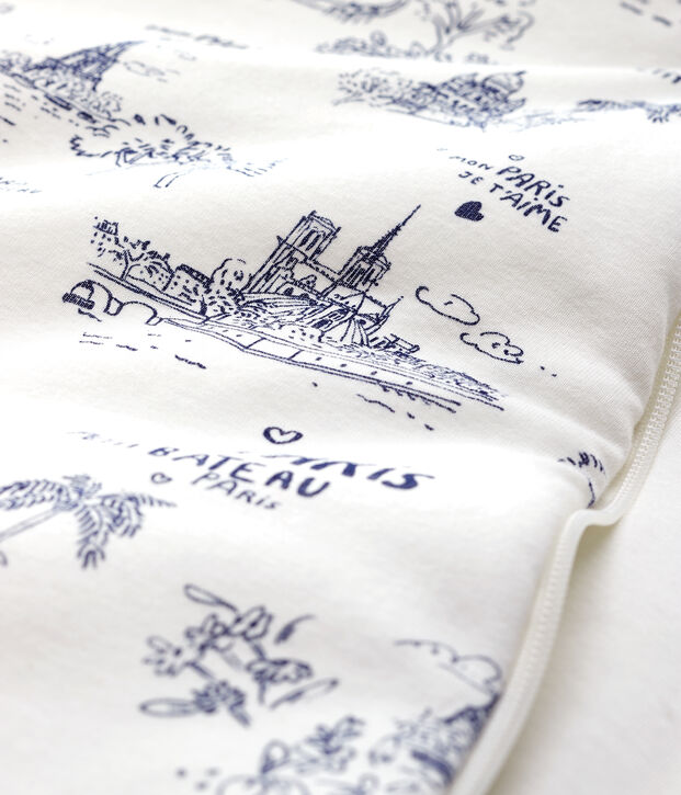 Gigoteuse toile de Jouy Paris b&eacute;b&eacute; en c&ocirc;te blanc/bleu