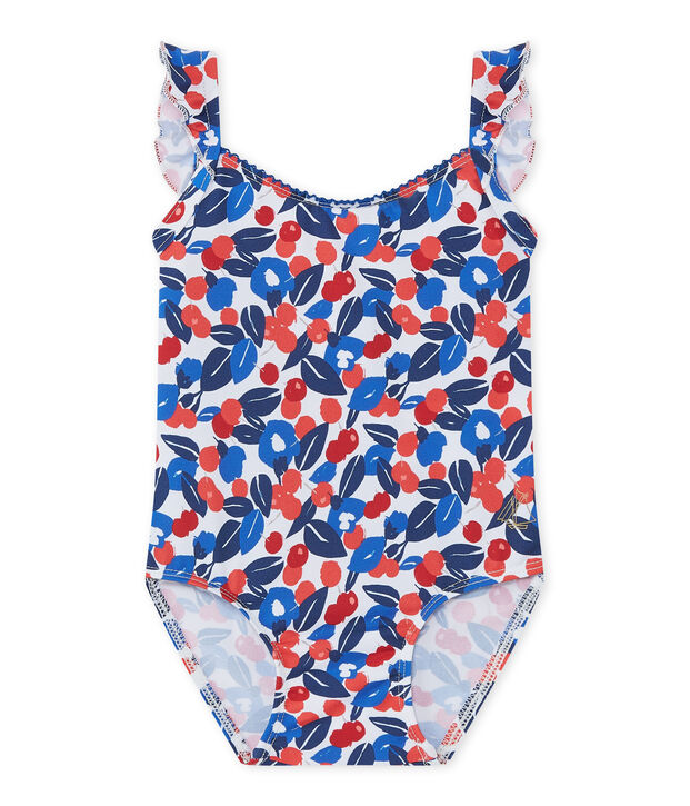 Maillot de bain b&eacute;b&eacute; fille &agrave; fleurs blanc/multicouleur