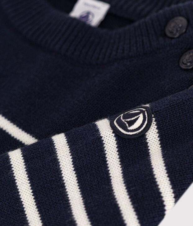 Pull laine et coton enfant fille / gar&ccedil;on bleu/blanc