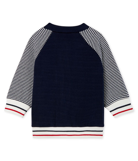 Cardigan zippé bébé garçon en tubique bleu SMOKING/blanc MARSHMALLOW CN