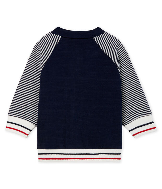 Cardigan zipp&eacute; b&eacute;b&eacute; gar&ccedil;on en tubique bleu/blanc