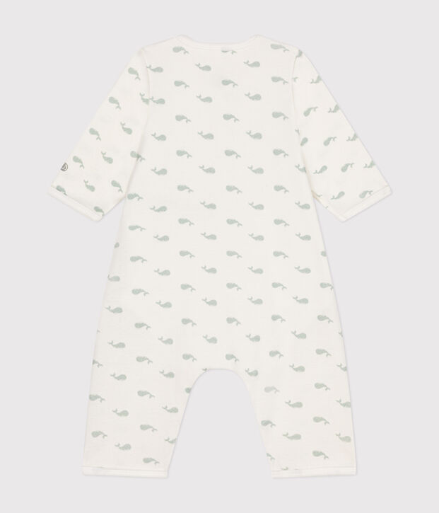 Bodyjama sans pieds en coton b&eacute;b&eacute; blanc/vert