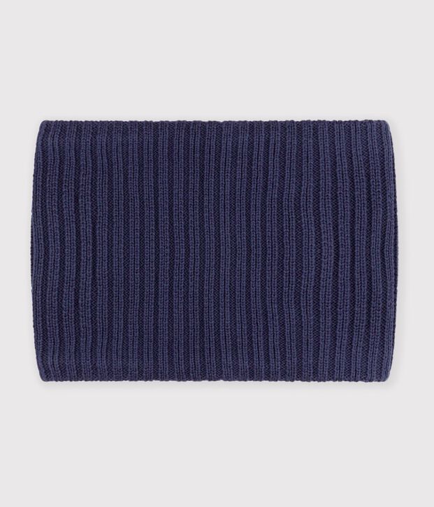 Snood enfant en tricot uni doubl&eacute; polaire bleu marine